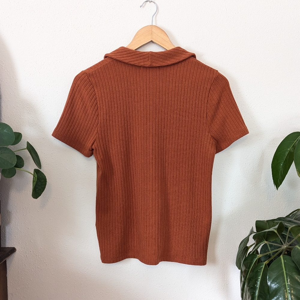 Madewell Rust Button-Up Ribbed Top - Picture 9 of 12